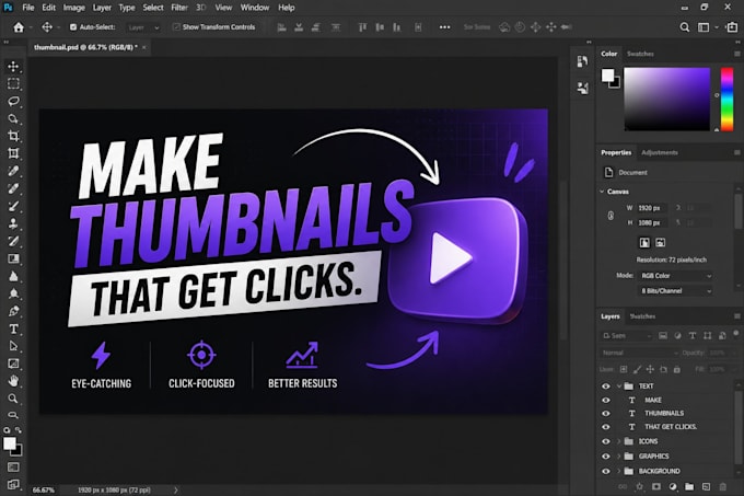 make high quality click worthy thumbnails for social media