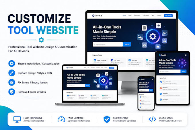 customize any blogger theme, single page and tools website