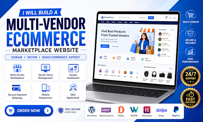 design multivendor auction multistore ecommerce marketplace website via dokan