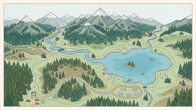 create adventure tourism maps and hiking trail illustrations