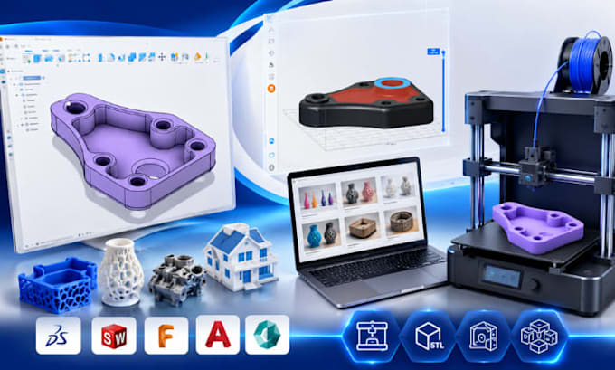 create 3d printable model, stl file and product prototype cad design