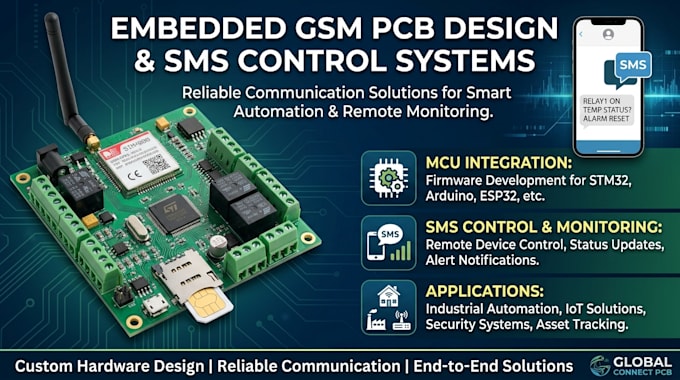 design embedded GSM pcb with SMS control system