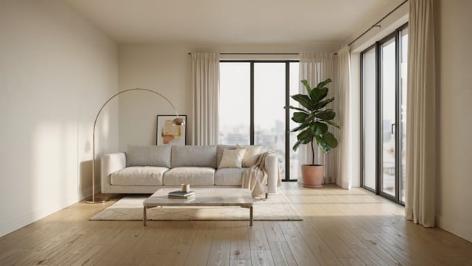 design your living room interior with 3d rendering and visualization