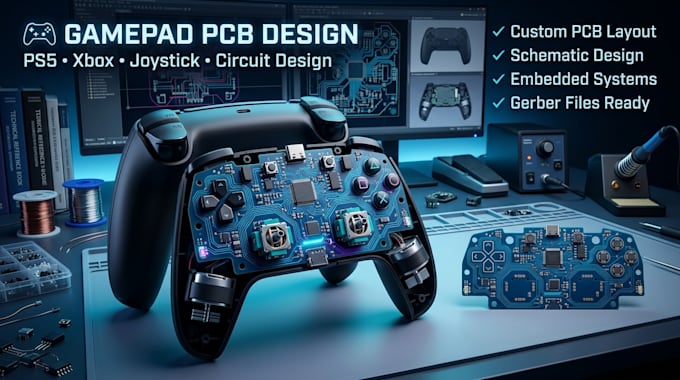 design custom ps5, xbox controller pcb, gamepad, joystick and circuit design