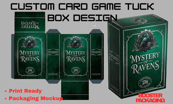 design custom card game tuck box booster pack and card packaging