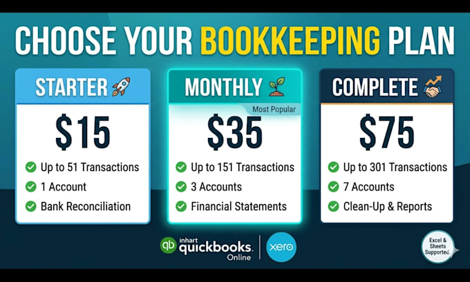 do accurate excel bookkeeping and manage quickbooks, xero
