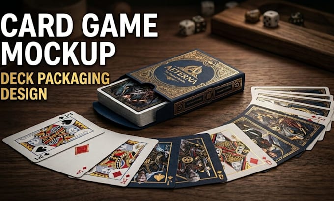 create card game mockup, card deck packaging and tcg presentation