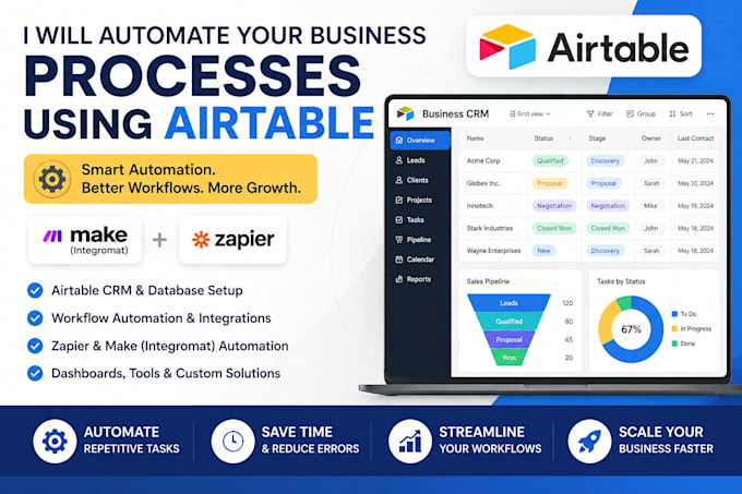 setup airtable make automation airtable crm system airtable zapier