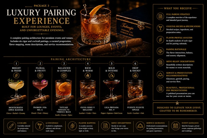 create a custom cocktail and cigar pairing experience