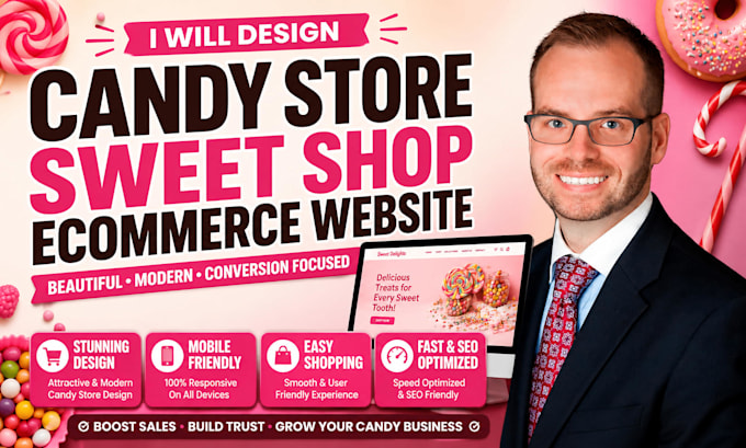 design candy store sweet shop ecommerce website