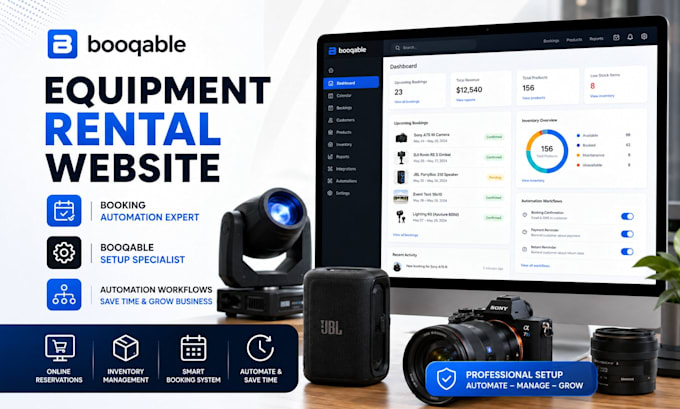 build booqable equipment rental website booking automation