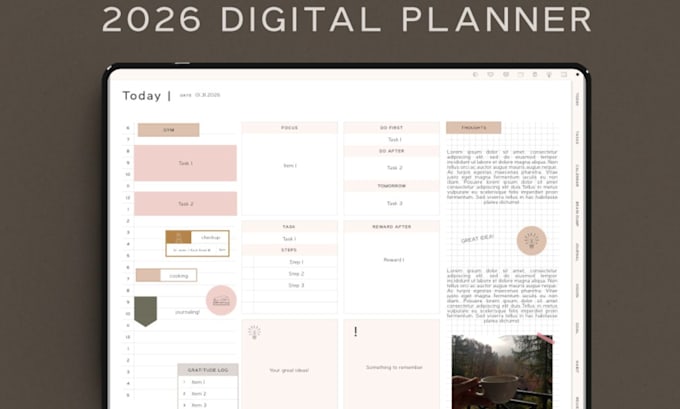 create etsy digital planner 2026 printable planner hyperlinked, editable planner