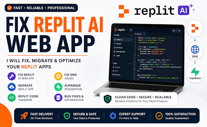fix replit ai web app migrate replit app replit code transfer fix dns supabase