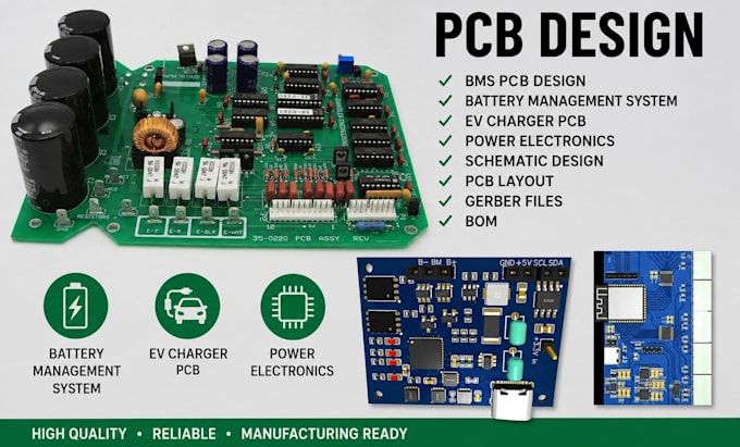design bms pcb, battery management system, ev charger, power electronics