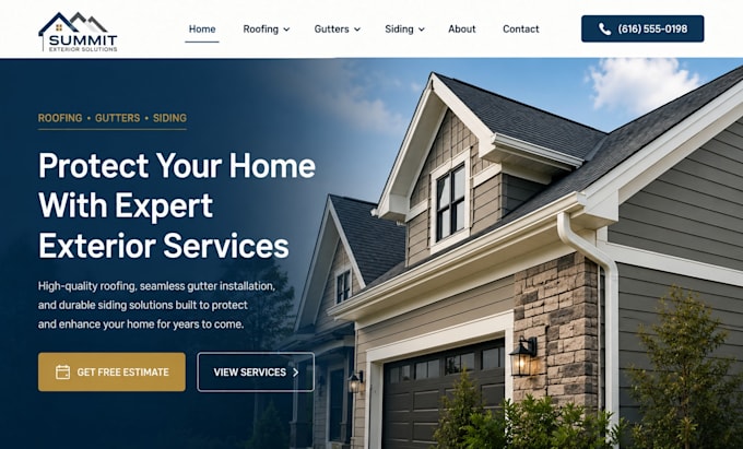 design wix roofing website gutter siding contractor website plumbing website