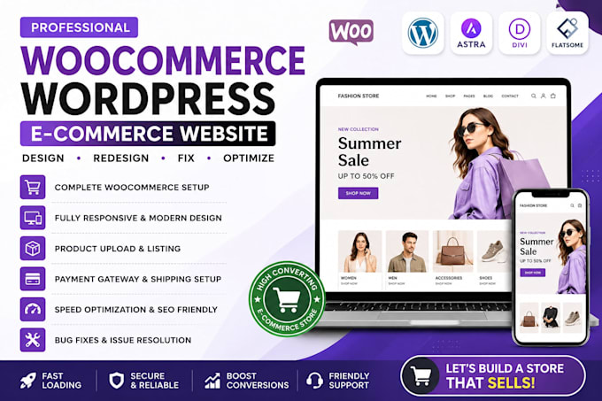 build wordpress woocommerce ecommerce website website astra divi