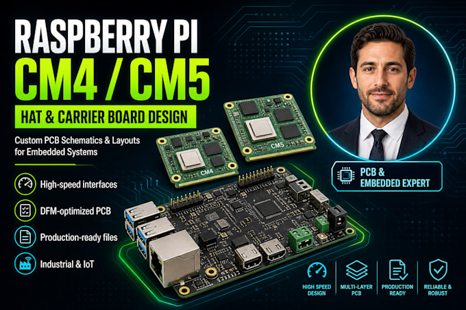 design raspberry pi cm4,cm5 hat,carrier board,pcb schematic for embedded system