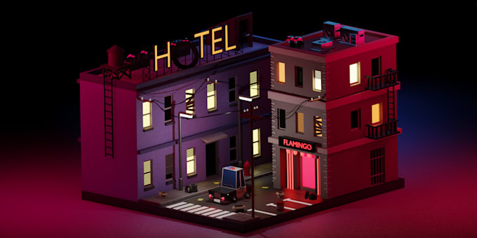 create a stylized 3d isometric room or environment in blender