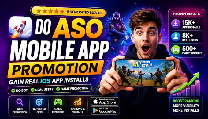 do aso mobile promotion gain IOS app install no bot signup users game promotion