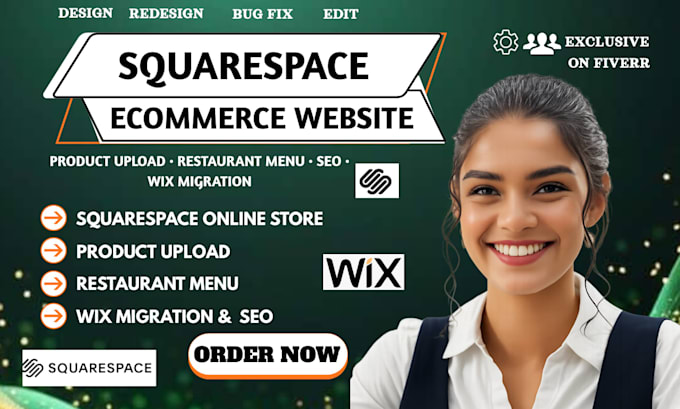create squarespace ecommerce website SEO product upload restaurant wix migration