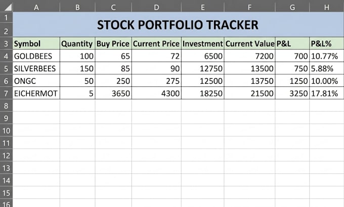create a stock portfolio tracker in google sheets