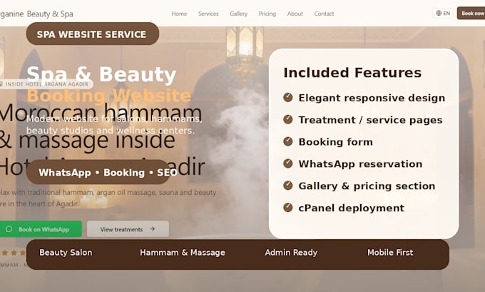 build a booking website with admin dashboard and whatsapp reservation