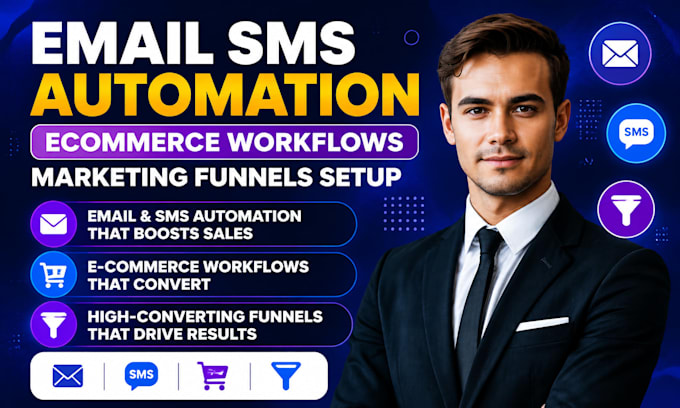 email SMS automation, ecommerce workflows, marketing funnels setup