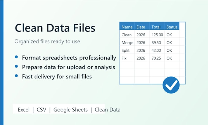 clean, split, merge, or format your excel and CSV file