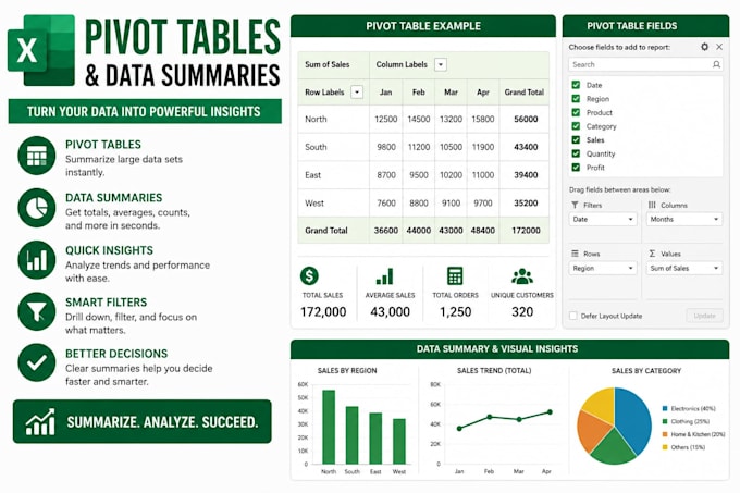 create excel formulas, pivot tables and reports