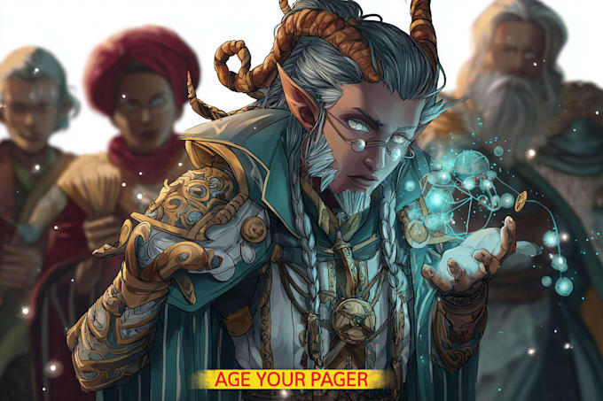 draw dnd character design, concept art and dnd party