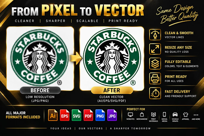 do professional vector tracing and convert logo or image to vector