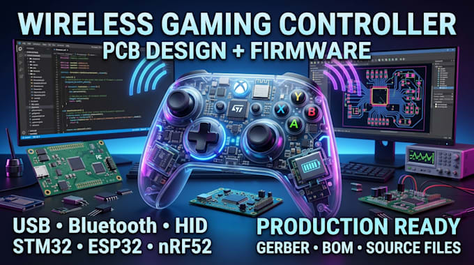 design wireless gaming controller pcb and embedded firmware