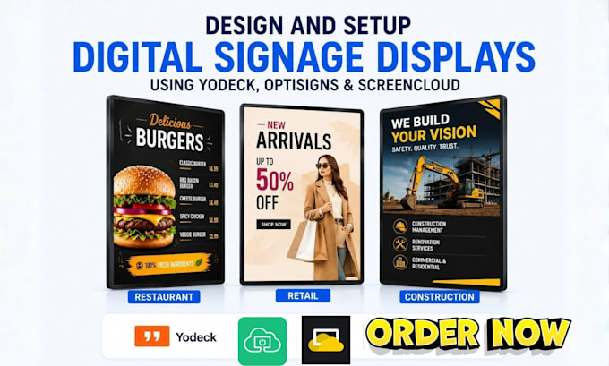 design and setup digital signage displays using yodeck optisigns and screencloud