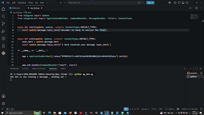 develop a custom telegram bot using python