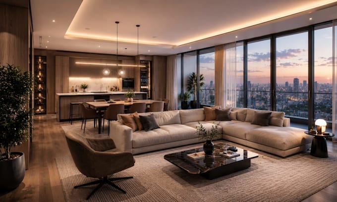 render apartment condo airbnb penthouse interior cgi rendering