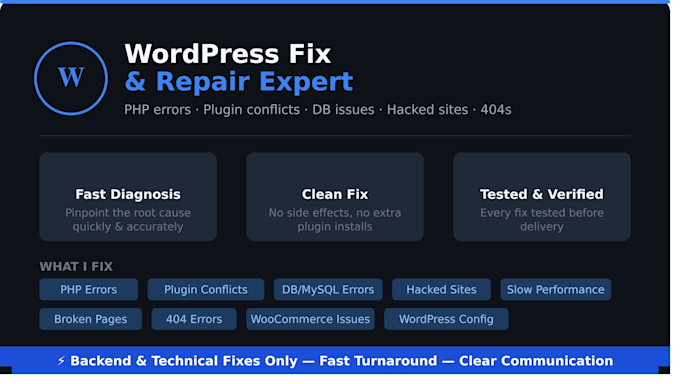 fix wordpress bugs, errors and plugin conflicts