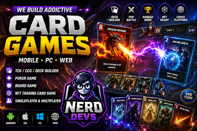 2d 3d unity card game development online multiplayer tcg ccg deck builder nft