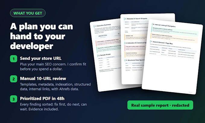 do a shopify SEO audit with ahrefs data and action plan
