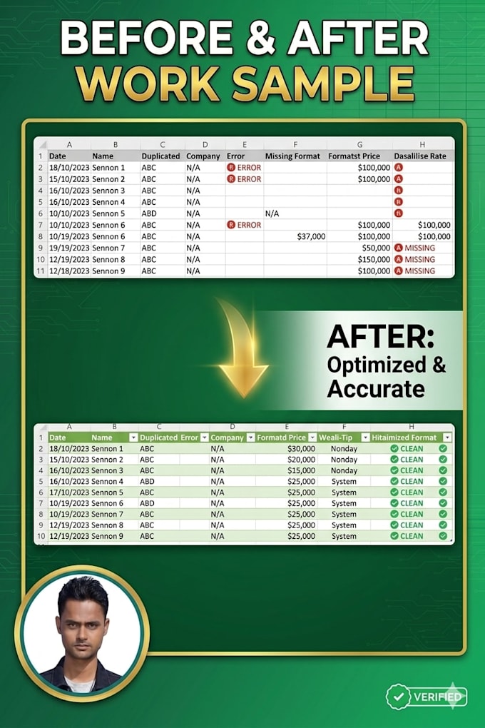 be your excel data specialist for data cleaning and formatting