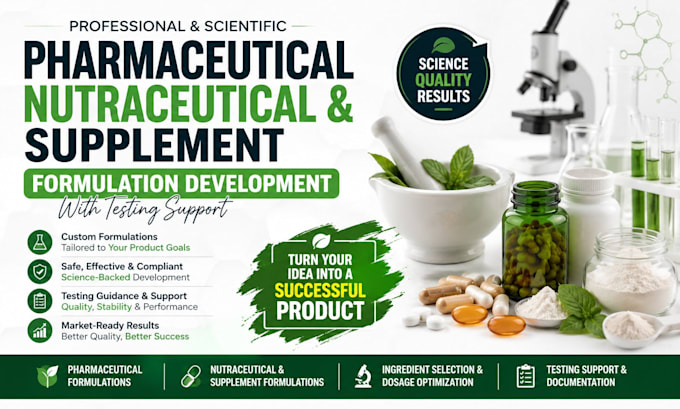 develop pharmaceutical nutraceutical and supplement formulations with testing