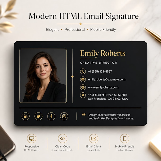 Create professional clickable email signature, html signature by ...