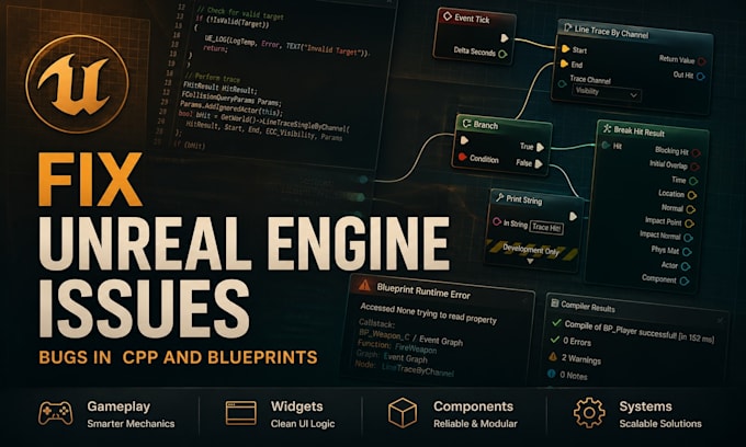fix unreal engine bugs in cpp and blueprints