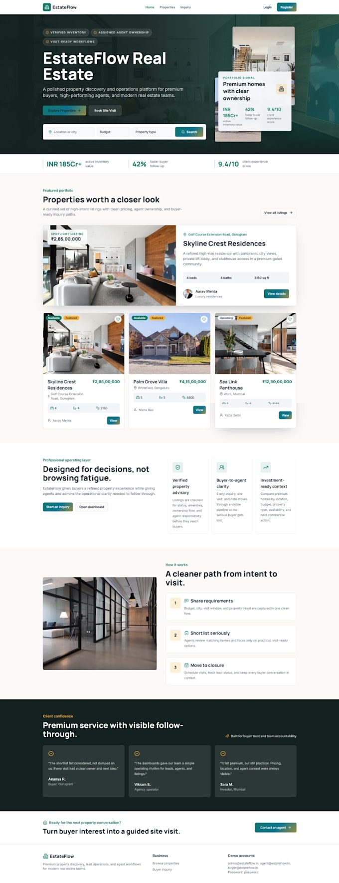 build a custom and webflow website for real estate agencies