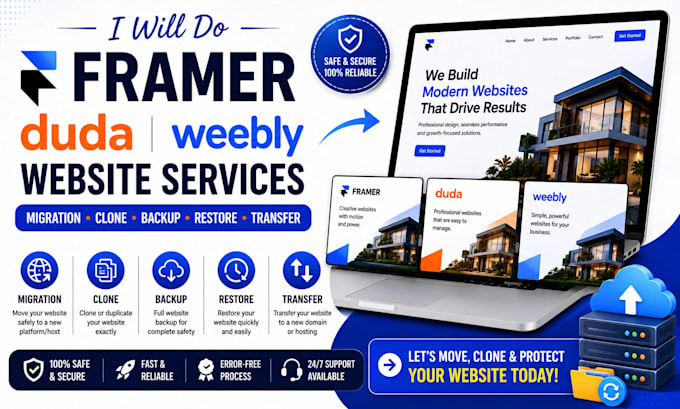 do framer duda weebly website migration clone backup restore transfer service