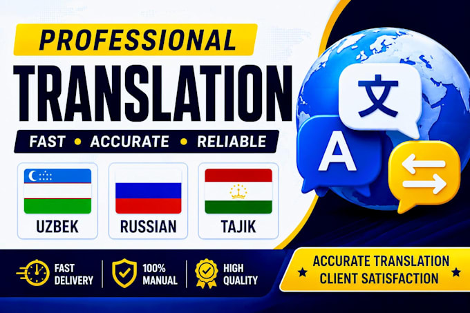translate uzbek russian and tajik professionally
