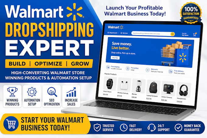 design walmart dropshipping store and winning product setup