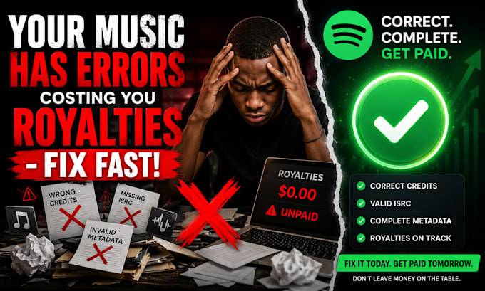fix your music credits, isrc codes and music distribution errors