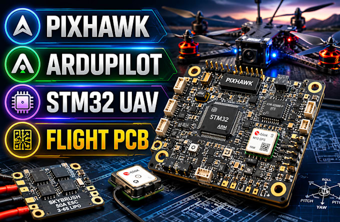 design drone flight controller pcb, pixhawk ardupilot, skybrush esc stm32