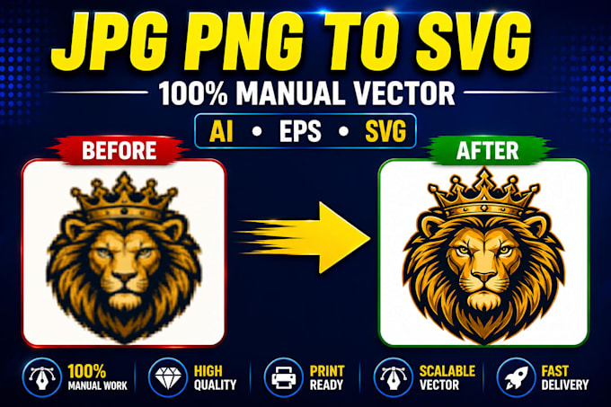 manually vector trace logo and convert jpg png to svg ai eps