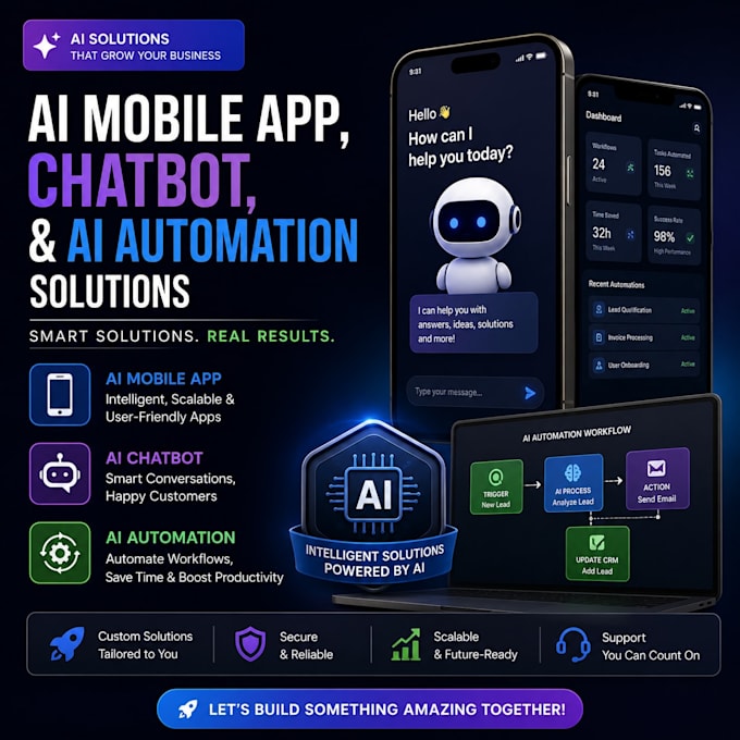 develop ai mobile app, chatbot, and ai automation solutions